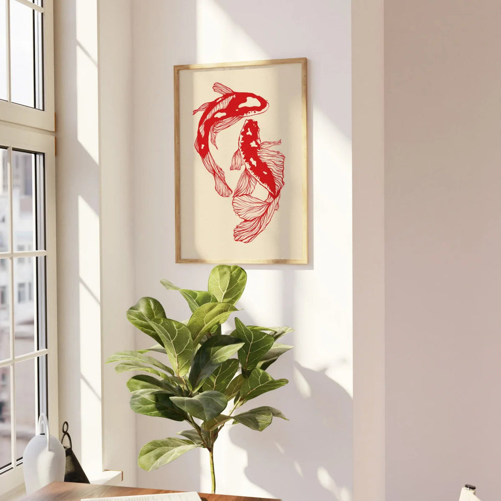 Japanese Red Koi Fish Canvas Prints Poster Modern Minimalism Aesthetic Art Prints Bedroom Kitchen Home Decor Art Poster Gifts Quick Pick Grocers