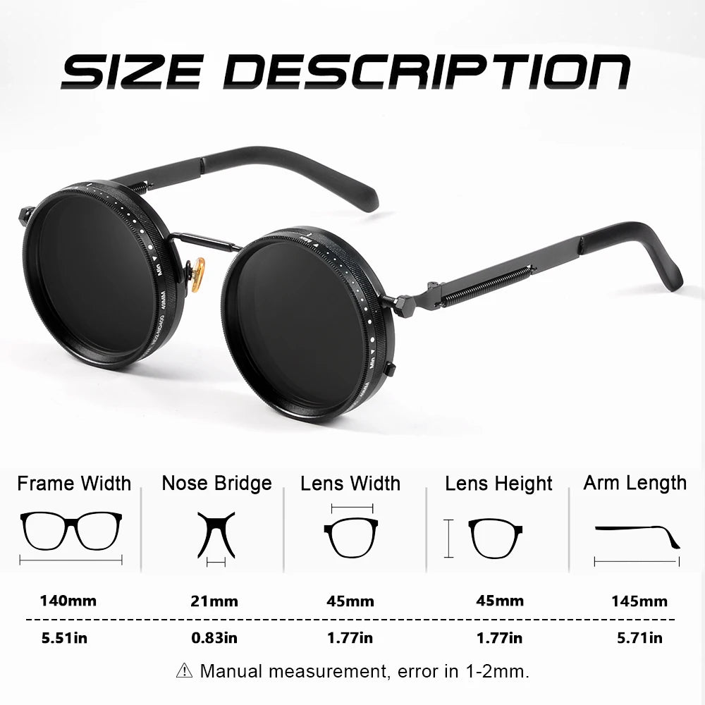 CRIXALIS Polarized Round Sunglasses ND9 Adjustable Dimming Men Women Retro Punk Men's Fishing Eyeglasses Outdoor Shades UV400 Quick Pick Grocers