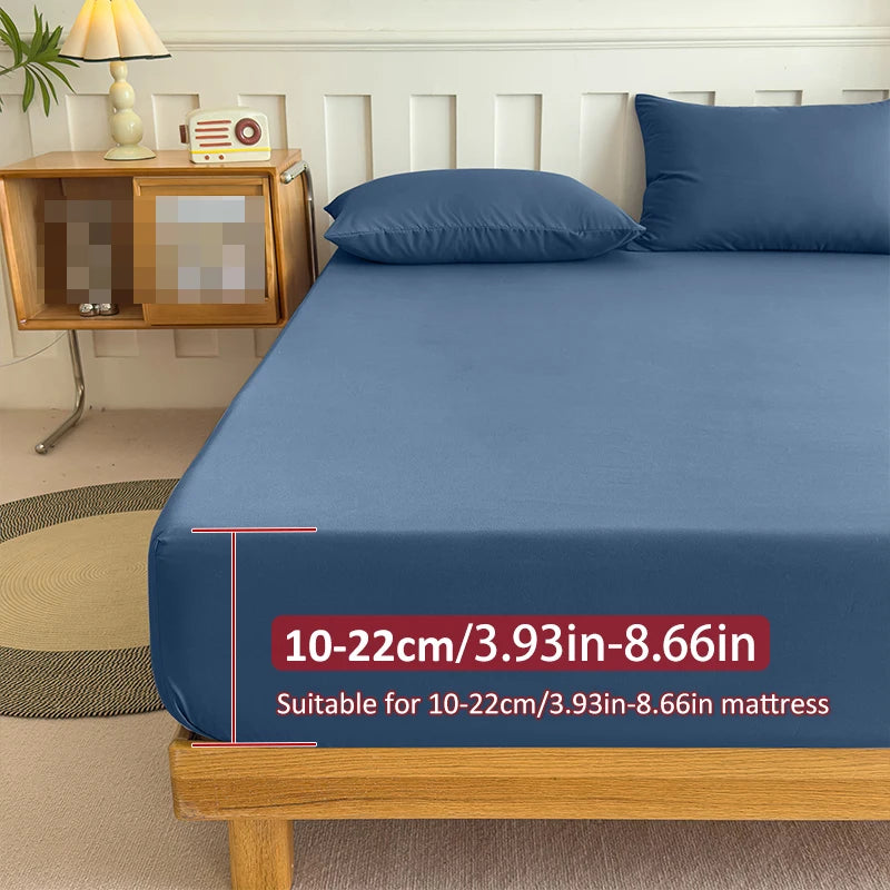 High Quality Fabric Fitted Sheet With Elastic Band Solid Color Mattress Sheet for King Queen Bed 150x200 180x200 200x220cm 1PC Quick Pick Grocers