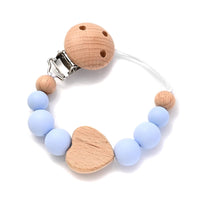 Baby Pacifier Chain Clips Wood Pentagram Teether Silicone Round Beads Teething Chain For Baby Care Soother Chew Toys Shower Gift Purest Peak