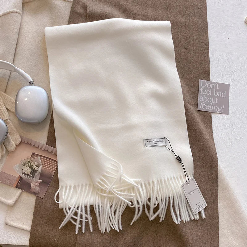 Luxury Winter Wool Scarf Women Cashmere Warm Pashmina Brand Foulard Female Shawls Wraps Thick Soft Bufanda Scarves Stole 2024 Quick Pick Grocers