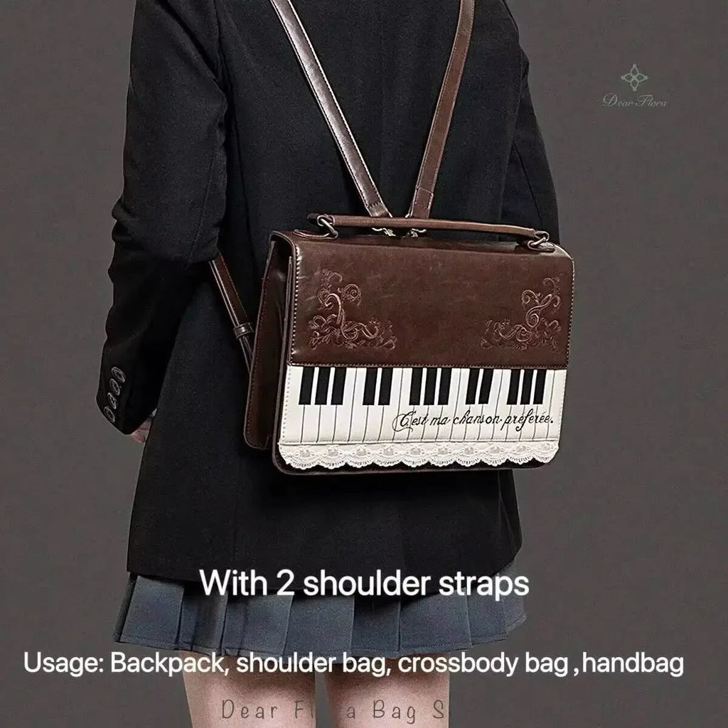 New Vintage Piano Shoulder Bag Womens Brown Crossbody Bag Y2k Girls Transparent Ita Bag Personalized Backpack Aesthetic Handbags Quick Pick Grocers