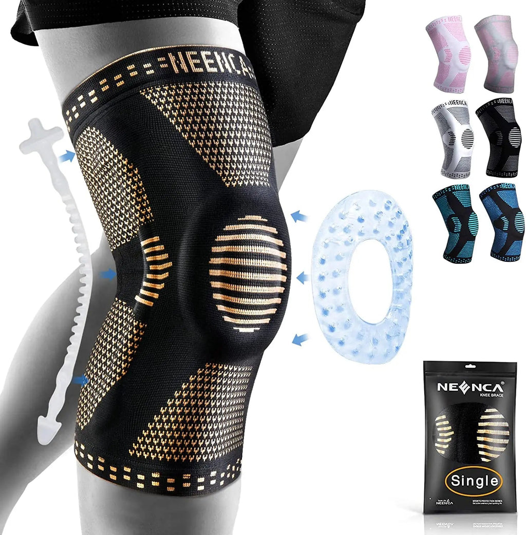 NEENCA Copper Knee Brace Knee Support with Patella Gel Pad &Side Stabilizers for Knee Pain Sport Arthritis ACL Joint Pain Relief Quick Pick Grocers