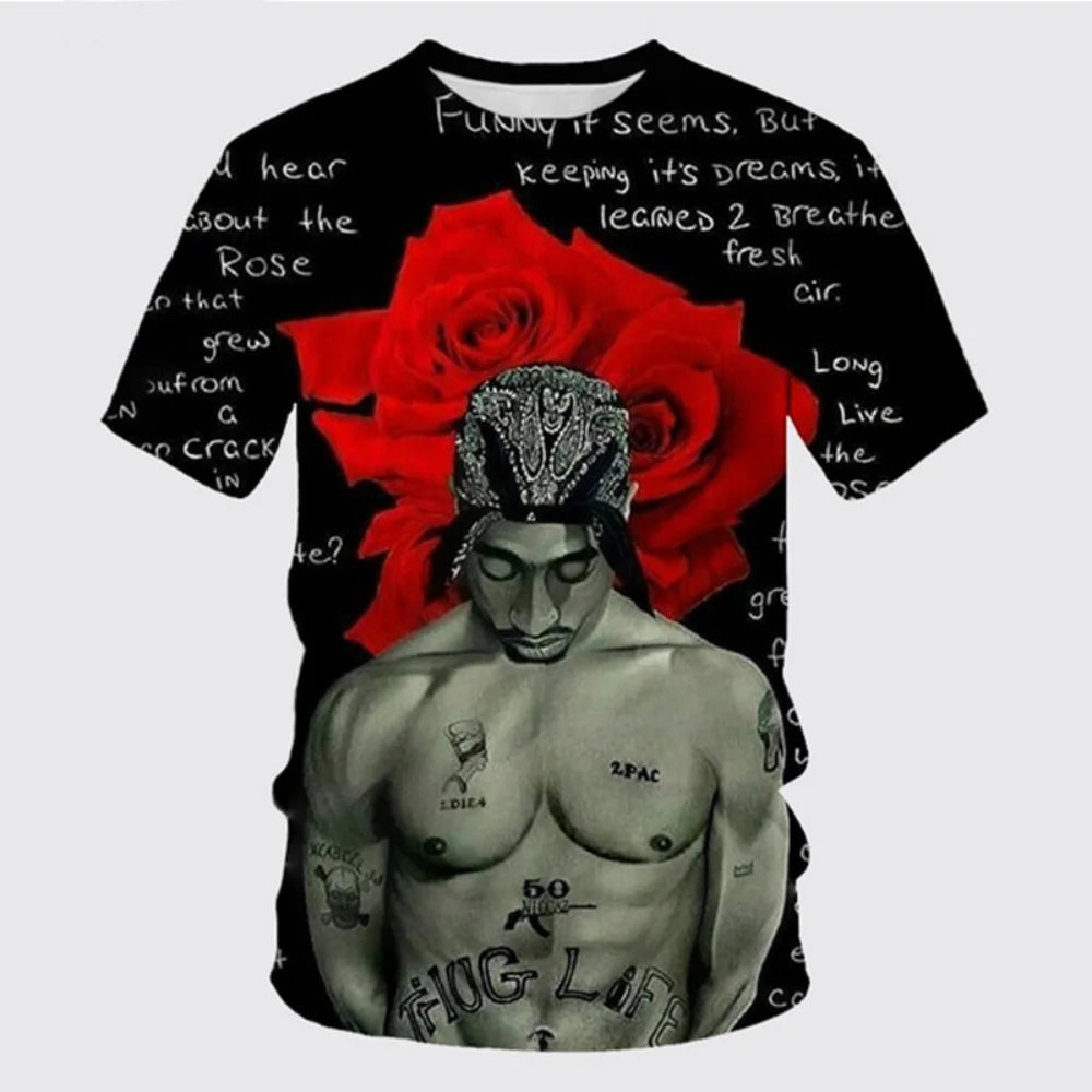 New T-Shirt Harajuku Men T-Shirt Fashion 2pac Graphic T Shirts Hip Hop Men's T-Shirts Summer Tops T-Shirts Man Designer Clothes Quick Pick Grocers