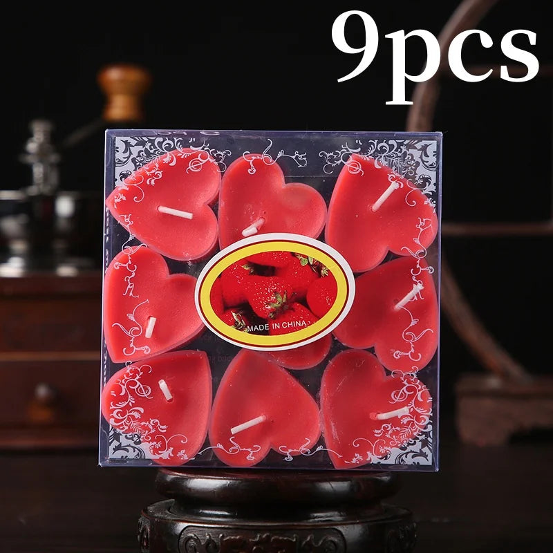 9pcs Heart-shaped Scented Tea Candles Valentine's Day Romantic Love Candle Proposals Wedding Anniversary Decorative Candle Econic Blanks