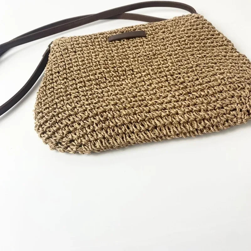 Ladies Fashion Summer Straw Crossbody Bag Women Beach Holiday Shopping Woven Shoulder Handbag Messenger Purses For Women Bags Quick Pick Grocers