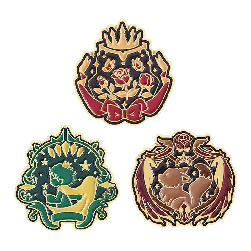 Cartoon Boy Fox Rose Enamel Pins Moon Star Whale Paper Boat Brooch Lapel Hat Bag Badge Jewelry Accessories Gift for Kids Friends Quick Pick Grocers