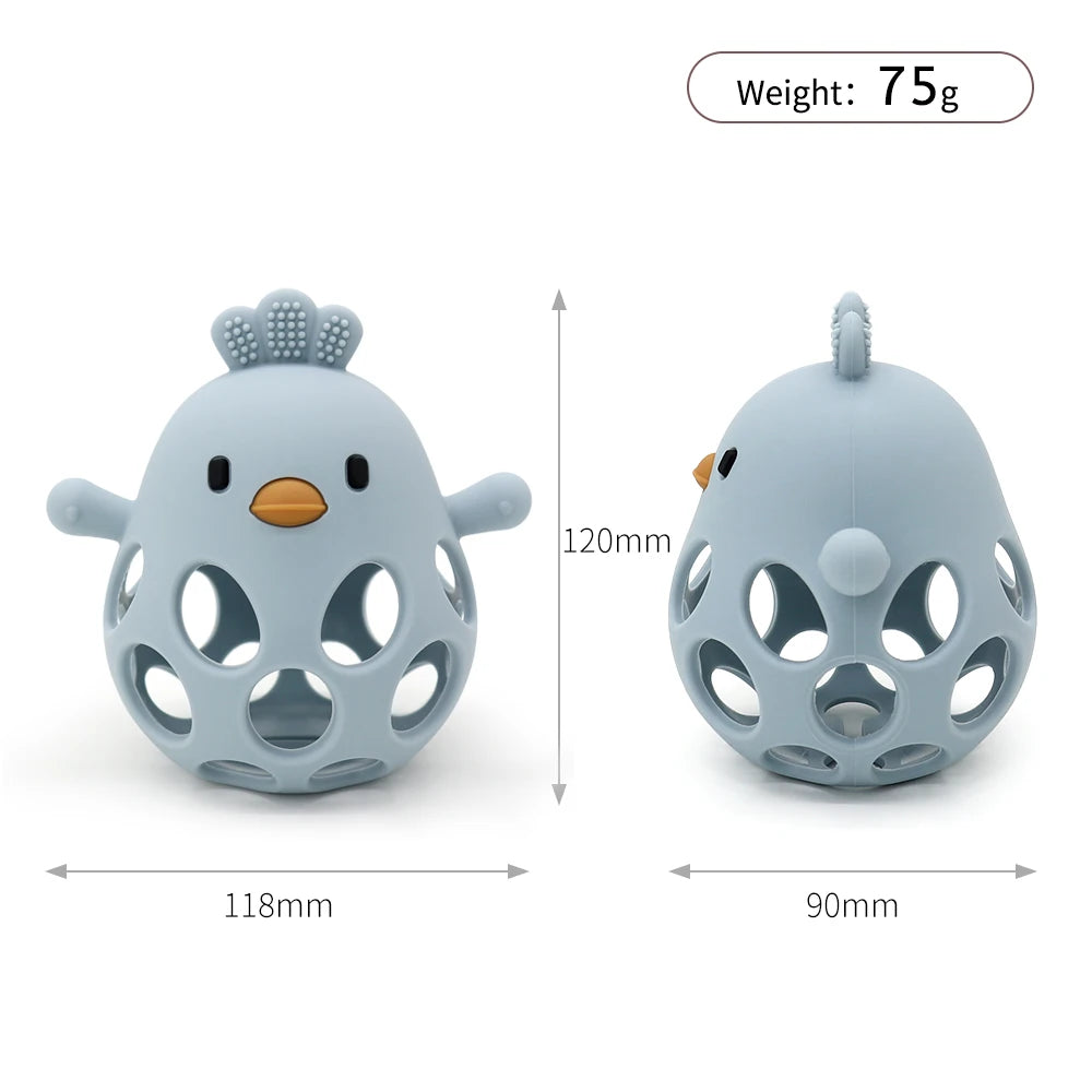 1PC Baby Silicone Teether Toys Cartoon Chick Shape Baby Toys Hollow Out Baby Care Equipment Chewing Training Baby Products Quick Pick Grocers