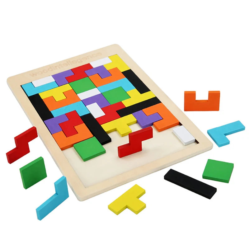 Colorful wooden puzzle toys Tangram Montessori materials children's puzzle toys Building blocks Children's learning toys Quick Pick Grocers