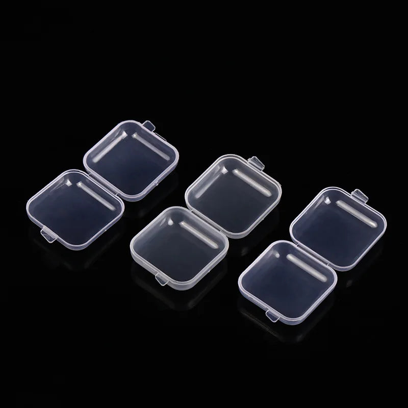 5-50pcs Plastic Storage Box Mini PP Square Box Jewelry Fishhook Component Single-compartment Covered Transparent Storage Box Quick Pick Grocers