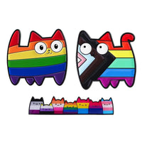 LGBT Pride Rainbow Striped Cat Brooch Enamel Pins Cute Cartoon Big Eye Kitten Brooch Lapel Badge Animal Jewelry Gift for Friends Quick Pick Grocers