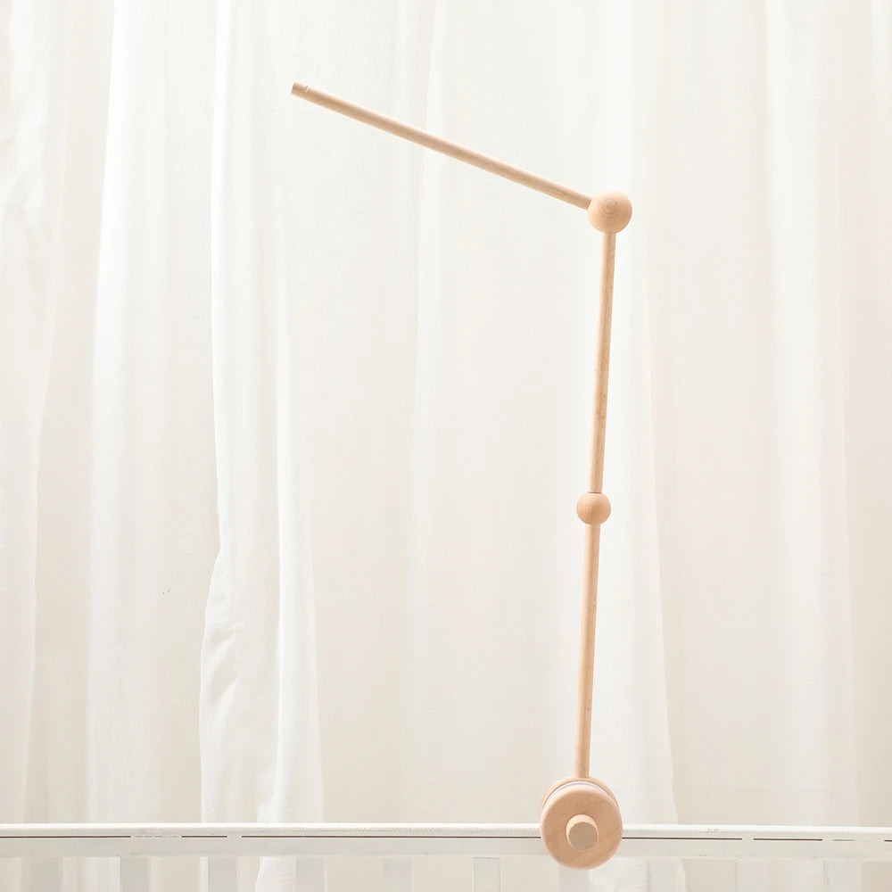 Crib Mobile Bed Bell Wooden Bracket Baby 0-12 Months Wooden Mobile Hanging Rattles Toy Holder Decorative Accessories Arm Bracket Purest Peak