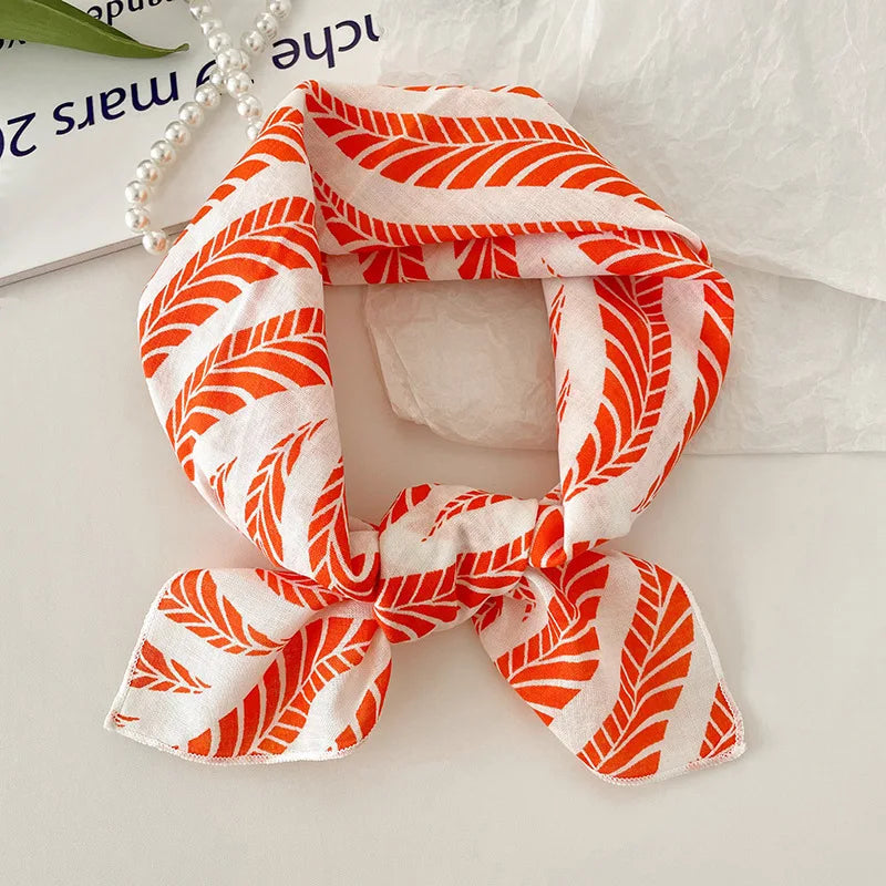 55cm Laies Headband Cotton Linen Square Scarf Women Korean College Girls Fashion Spring Autumn New Style Elegant Neck Scarves Quick Pick Grocers