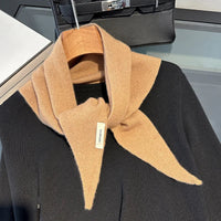 Knitted Scarf Women 100% Wool Winter Warm Scarves Bright Solid Color Design Thickened Shawl Soft Triangle Pashmina Neck 2025 NEW Quick Pick Grocers
