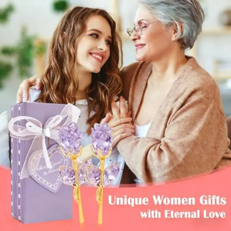 1/2Pcs Eternal Crystal Glass Rose - Valentine's Day Wedding Gift for Girlfriend Wife Artificial Flower Without Box Quick Pick Grocers