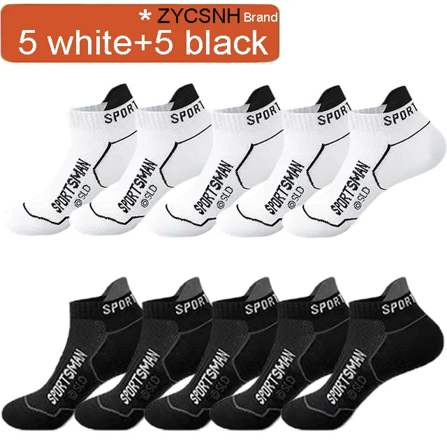 10 Pairs High Quality Socks Men's Summer Man Short Socks Breathable Ankle Socks Cotton Sports Socks Black Thin Cut Run Men Socks Quick Pick Grocers