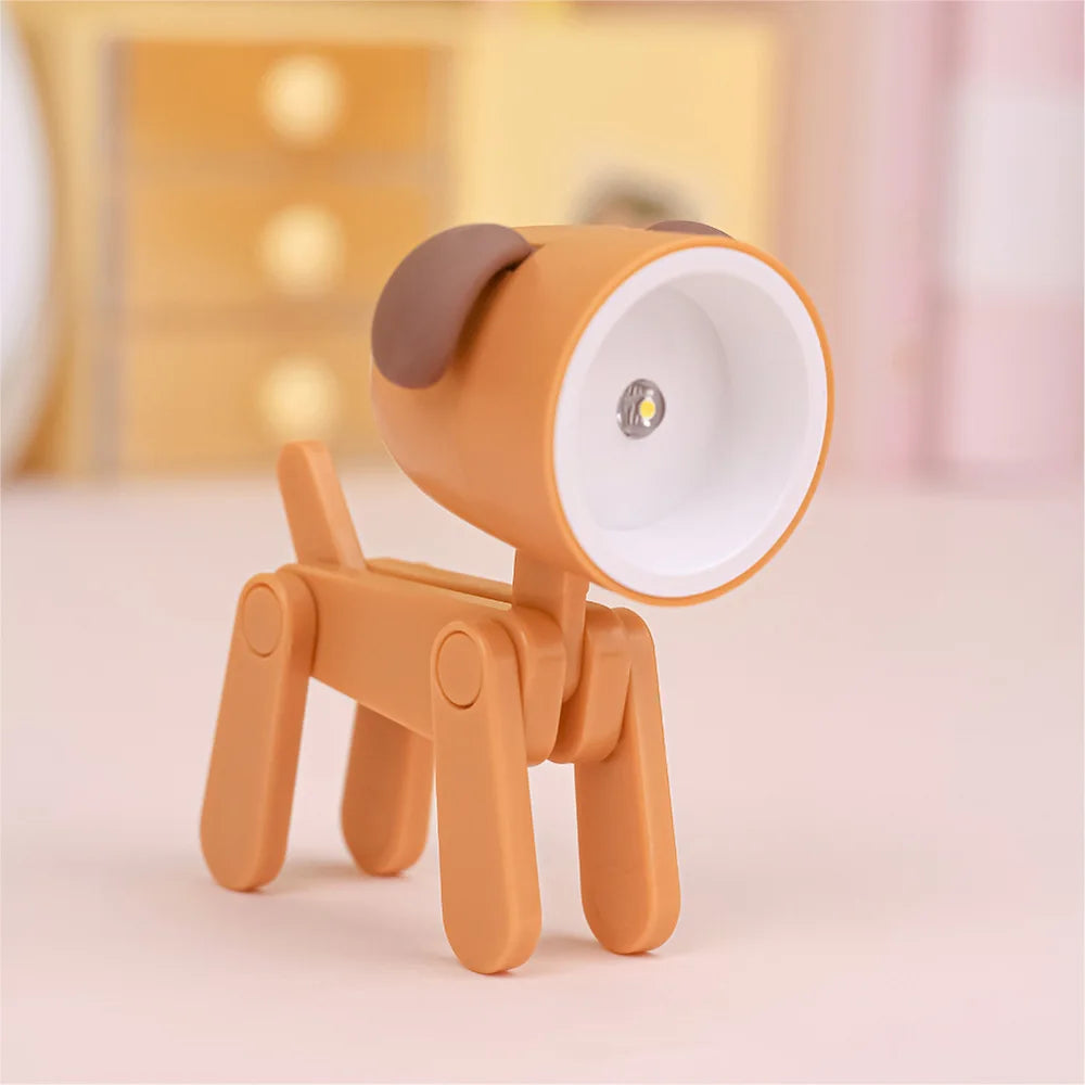 LED Night Light Mini Folding Desk Lamp Cute Pet Lights Dog Deer Portable Night Light Student Living Room Decor Gift Quick Pick Grocers