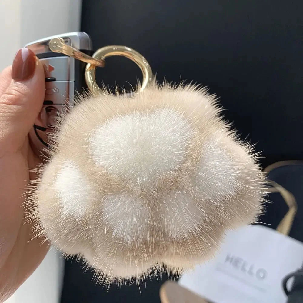 Cat Paw Pendant Keychain Couple Keychain Fluffy Faux Fur Keychain Charm Cute Soft Plush Toy Key Ring Backpack Car Key Pendant Econic Blanks