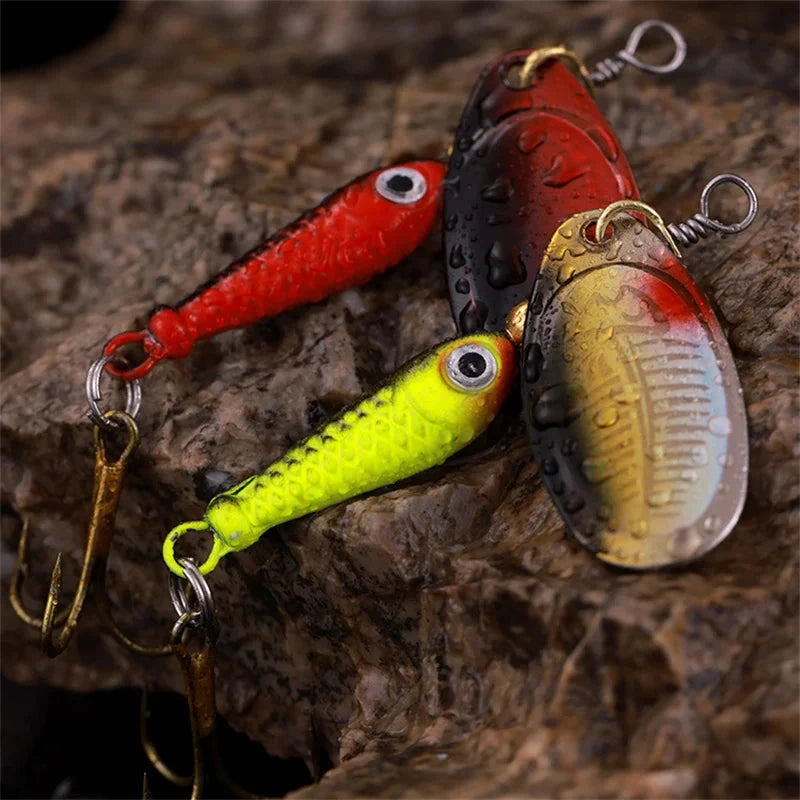 Rotating Metal Spinner Fishing Lures 9.1g 7cm Rotating Sequin Artificial Hard Baits Crap Bass Pike Treble Hook Fishing Tackle Econic Blanks