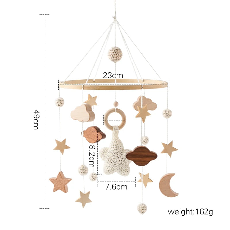 Baby Wooden Bed Bell Cartoon Rabbit Mobile Hanging Rattles Toy Hanger Crib Mobile Bed Bell Wood Toy Holder Arm Bracket Kid Gifts Purest Peak