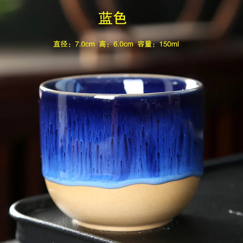Kiln Change China Ceramic Tea Cup Pottery Jianzhan Drinkware  Temmoku Glaze Porcelain Kung Fu Cups Set for Water Latte Milk Quick Pick Grocers