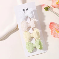 4Pcs/set Candy Colored Hair Clip Set for Girls Double Layered Bow Cute Bangs Hair Pin Cotton Safe Children's Hair Accessories Purest Peak