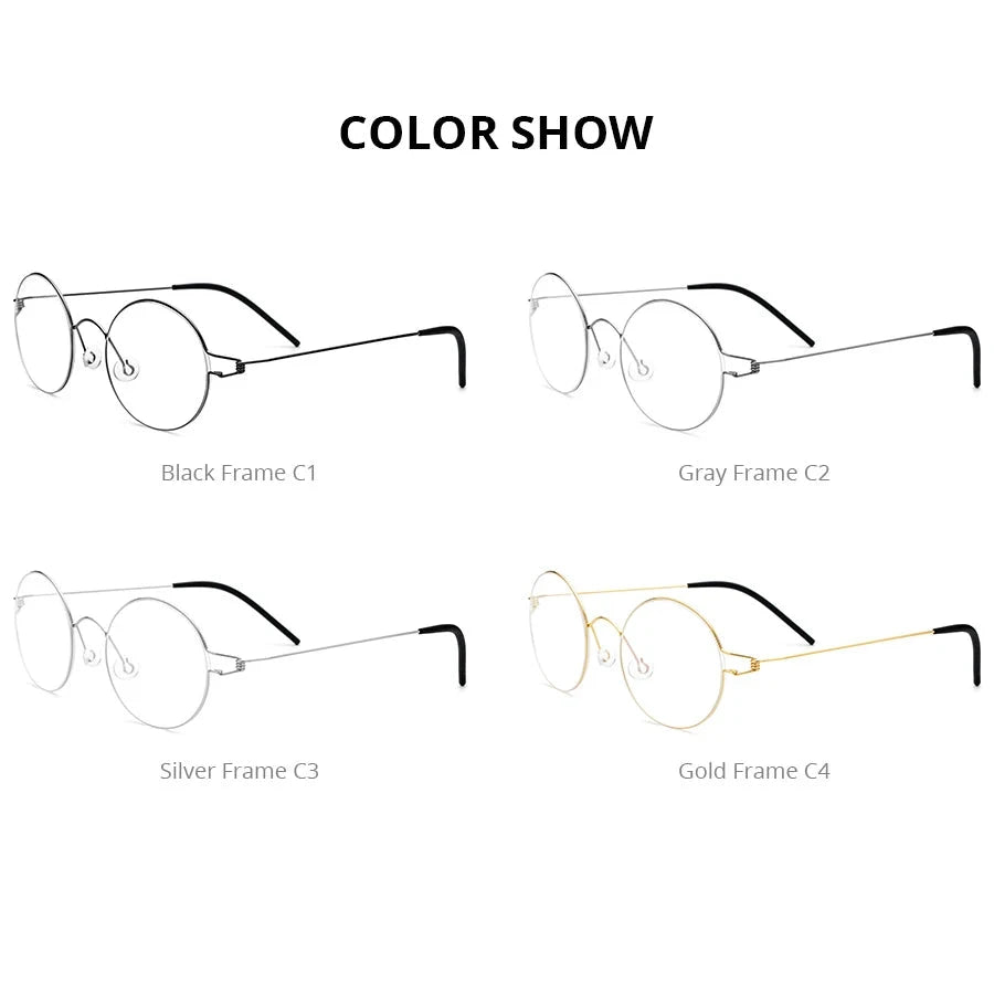 FONEX Screwless Eyeglasses Frame Men Women Round Morten Denmark Korean Glasses Frame Titanium Alloy Eyewear 98607 Econic Blanks