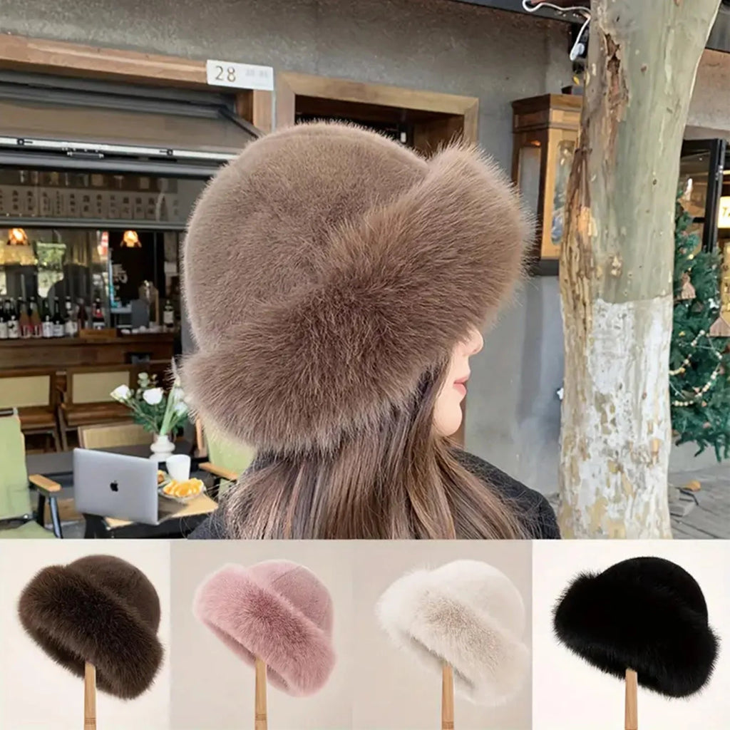 Furry Hats For Women, Autumn Winter Korean Style Warm Hats, Solid Color Flattering Mongolian Hats, Thickened Winter Outfits Purest Peak