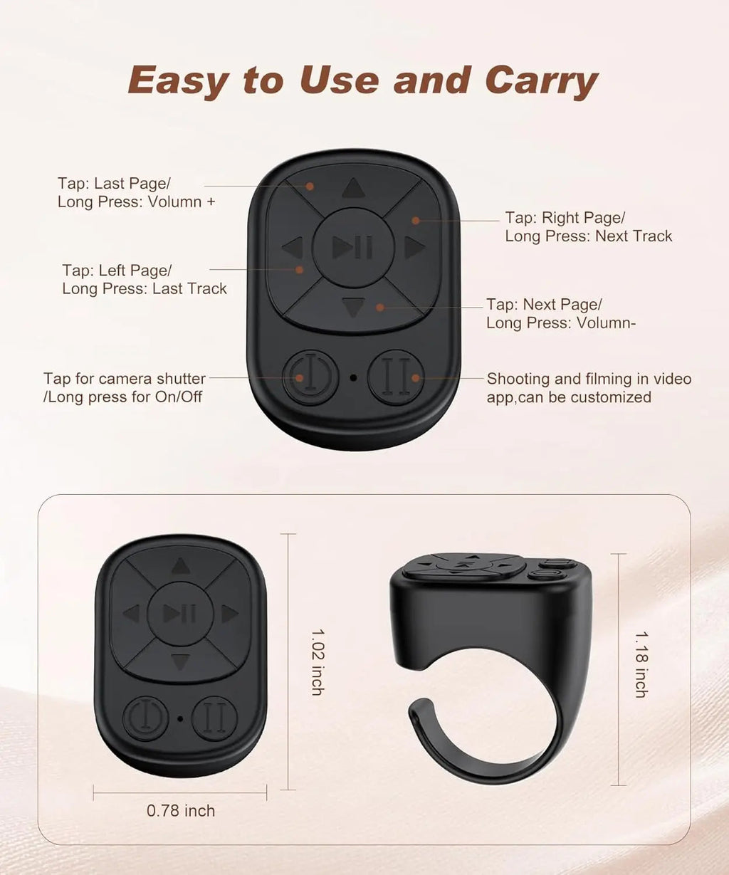 Tiktok Scrolling Ring Tiktok Remote Control Is Suitable for Iphone, iPad Bluetooth Page Turning Ring Roller, Both Camera Shutter, Short Video and Music Remote Control Function, Compatible with Ios and Android Phones Quick Pick Grocers