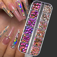 100/50cm Long Luxury Crystal Chain Nail Charms 1.5/2mm Shinying Clear/AB Diamond Nail Art Metal Steel French Manicure Crystal Econic Blanks