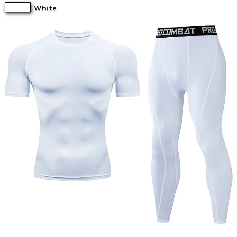2pcs Men's Compression Sportswear Suit Elastic Training Yoga Sets Workout Jogging Fitness Clothing Tracksuit Pants Sporting Quick Pick Grocers