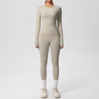 2 PCS Sportswear Yoga Set Gym Clothes Yoga Suits For Women Fitness Set Tracksuits Sports Long Sleeve Crop Top Gym Leggings Quick Pick Grocers