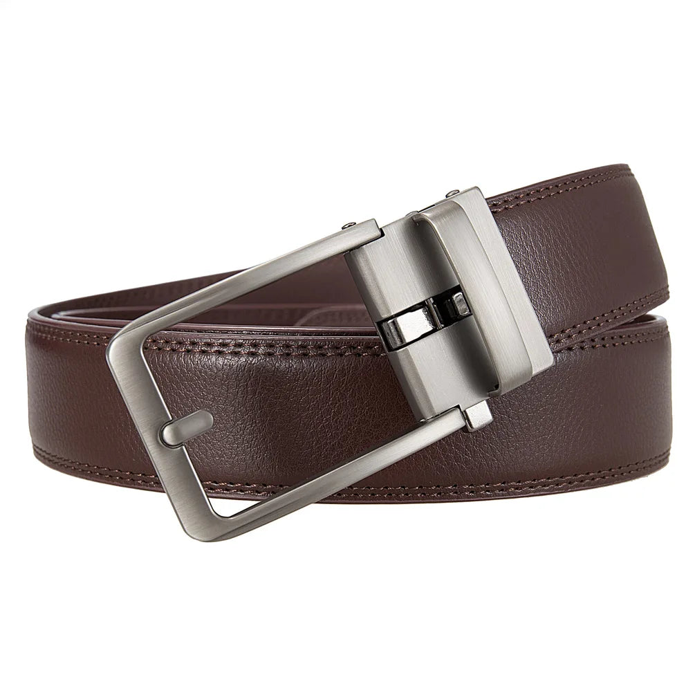 Men's Leather Belts Fashion Automatic Buckle Cowskin Male Belts Luxury Designer Black Brown 3.5cm Quick Pick Grocers