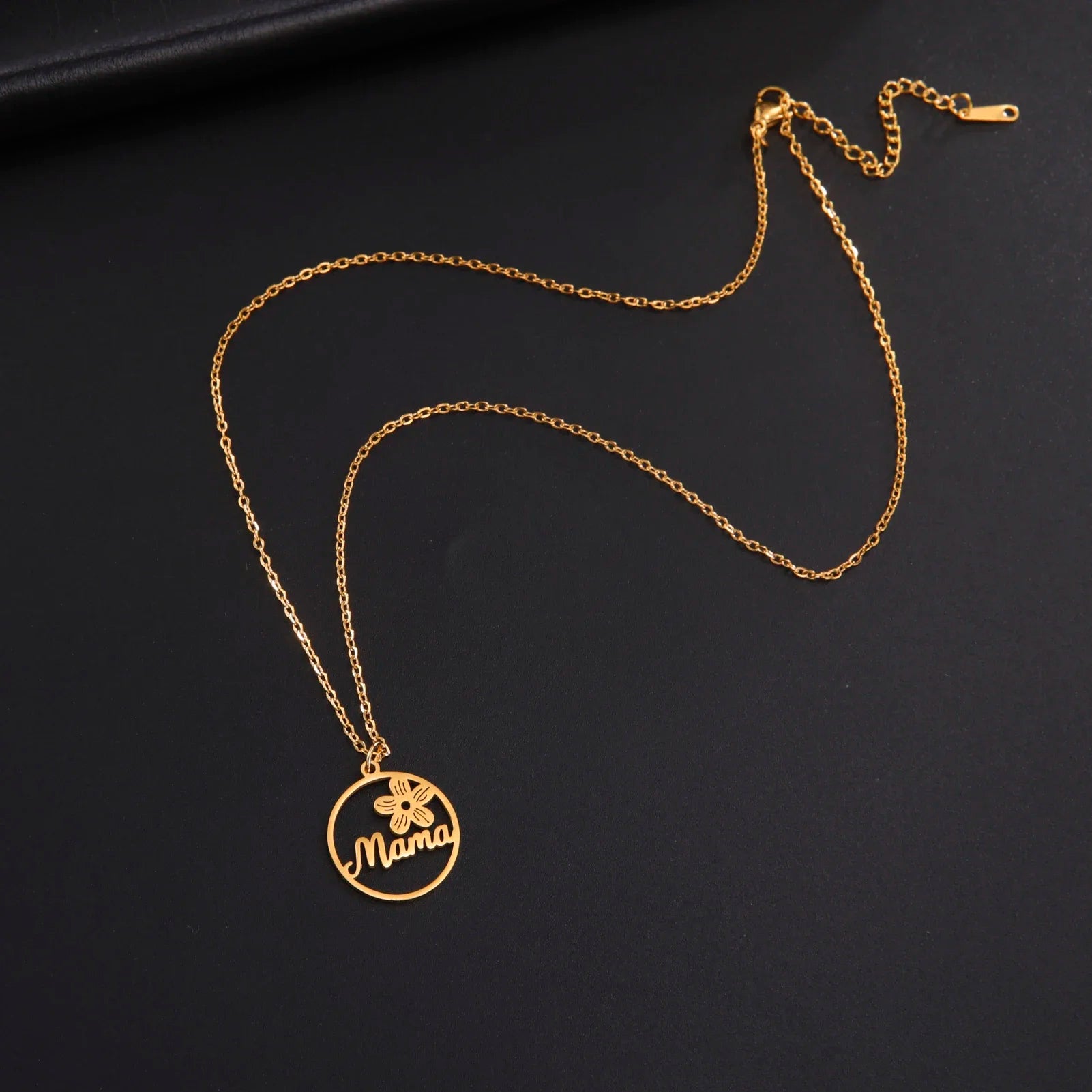 Skyrim Mama Letter Pendant Necklace for Women Stainless Steel Neck Chain Choker Trendy Family Jewelry Mother's Day Gift for Mom Quick Pick Grocers