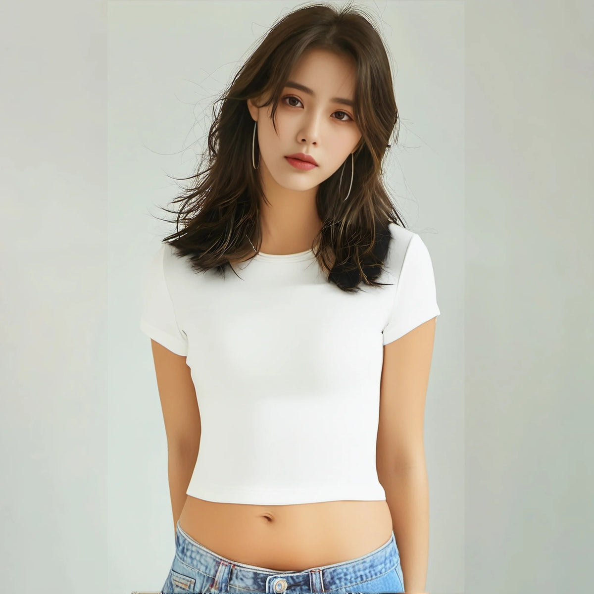4 pieces Solid color basic short sleeved tight fitting T-shirt for women's casual summer minimalist women's style top O-neck Quick Pick Grocers