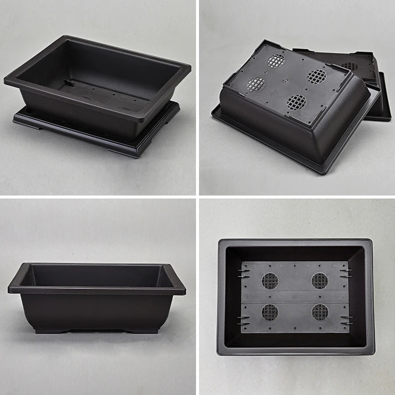 Rectangular Flowerpots Plastic Bonsai Plants Pot Square for Flower Balcony Garden Yard Landscape Bonsai Pot Trays Home Decor Quick Pick Grocers
