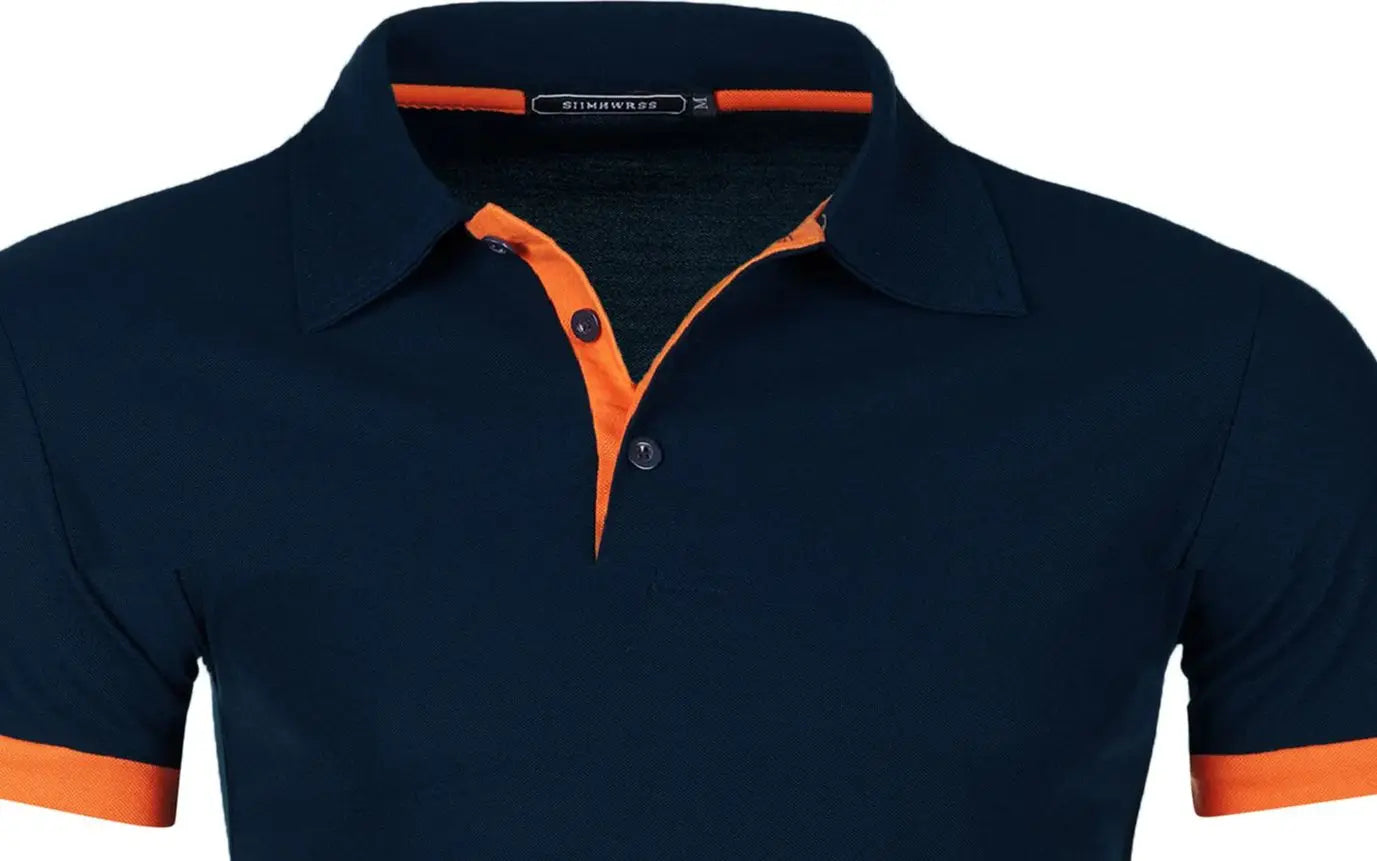 Men's short sleeve color matching fashion with men's lapel short sleeve Quick Pick Grocers