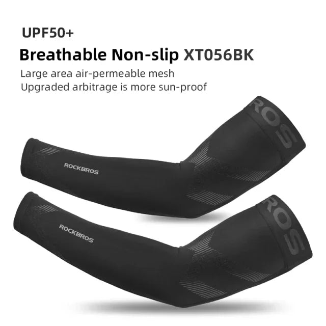 ROCKBROS  Arm Sleeve Breathable Quick Dry UV Protection Cycling Sport Sleeve Ice Fabric Sunscreen Sports Wear Fitness Arm Sleeve Quick Pick Grocers