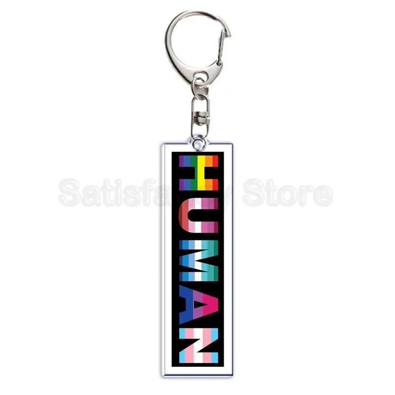 Gay Pride LGBT Rainbow Acrylic Keychain LGBTQ Transparent Double Sided Key Chain Key Ring Lesbian Keychains for Friends Gift Quick Pick Grocers