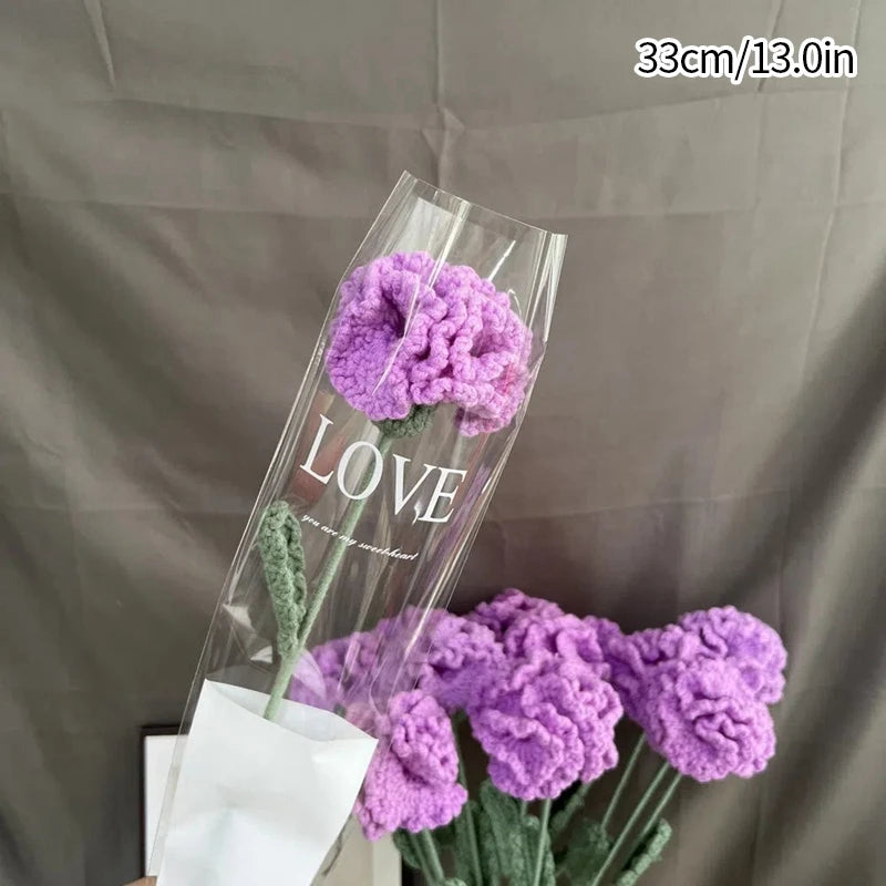 1pc Tulip Crochet Flowers Artificial Woven Flowers Handmade Tulipanes Wedding Gift for Guest Home Decoration Mother's Day Gift Quick Pick Grocers