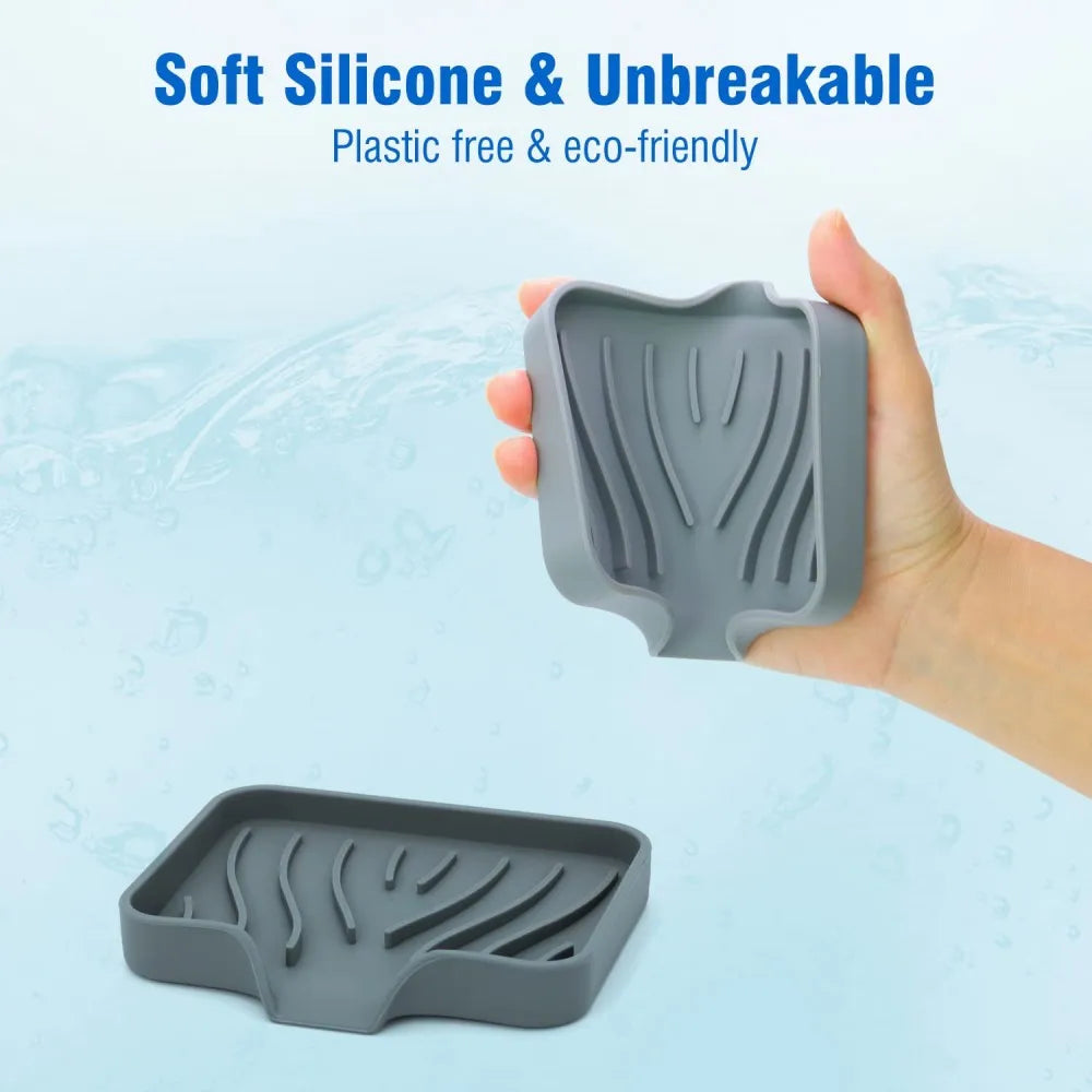 1-Pack Silicone Drain Soap Box Kitchen Bathroom Anti-slip Sink Tray Creative Washing Table Soap Tray Free Punch Drain Rack Econic Blanks