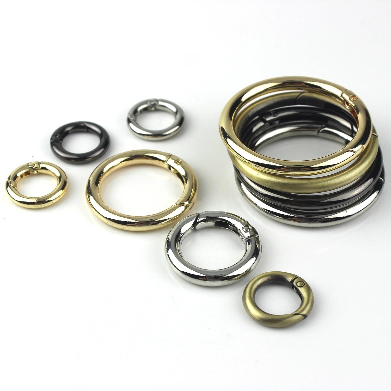 Metal spring gate O Ring Openable Keyring Leather Craft Bag belt strap buckle trigger snap clasp clip connector DIY accessory Quick Pick Grocers