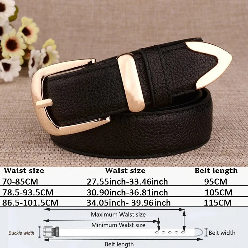 Fashion Women Genuine Leather Belts High Quality Gold Buckle Best Matching Dress Jeans Belts for Lady LB2146 Quick Pick Grocers