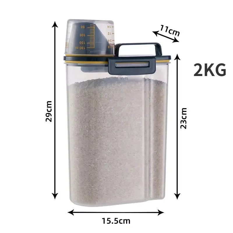 1.5kg/2kg Dog Cat Food Pail Plastic Storage Tank with Measuring Cup Container Moisture-proof Sealed Jar Pet Supplies Accessories Econic Blanks