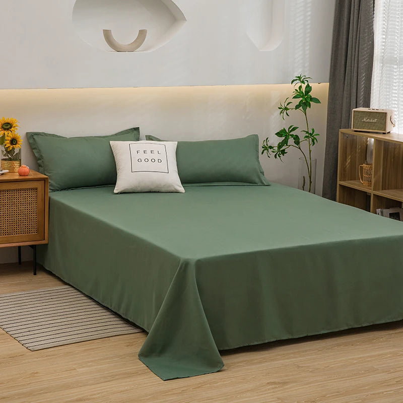 One solid color simple sheet Machine washable single double bed linen Student dormitory sheet (pillowcase not included) Quick Pick Grocers