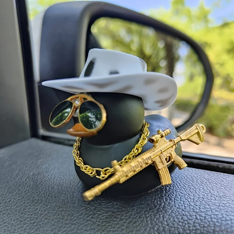 Mini Cowboy Hat Duck Car Rear View Mirror Decoration