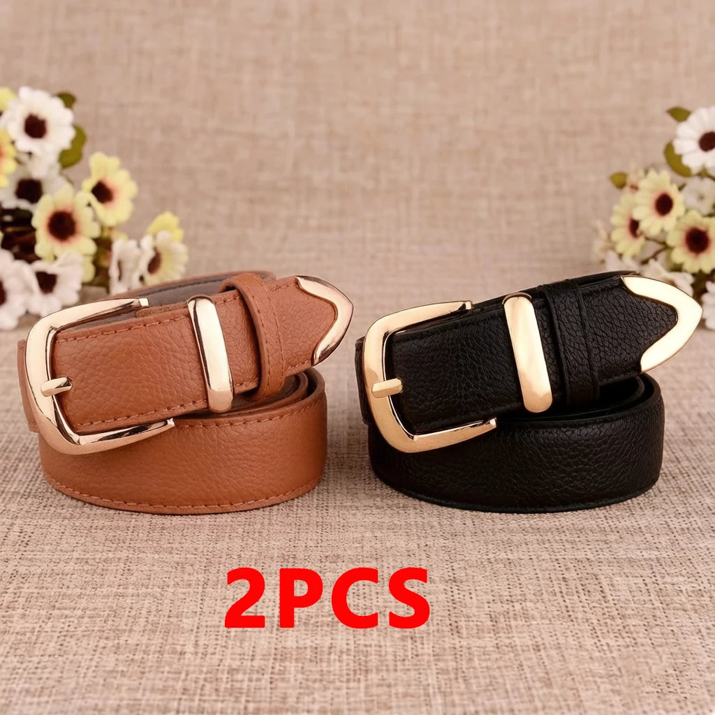 Fashion Women Genuine Leather Belts High Quality Gold Buckle Best Matching Dress Jeans Belts for Lady LB2146 Quick Pick Grocers
