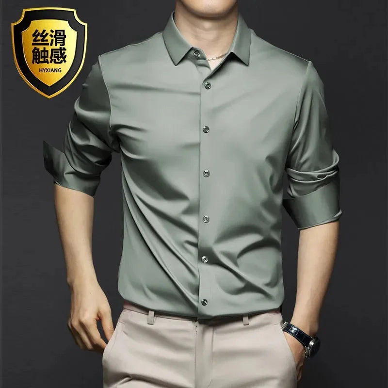 S-5XL Men's Shirt Long Sleeve Non iron Wrinkle Resistant Business Dress High end Professional Casual Suit White Shirt Quick Pick Grocers