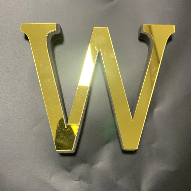 Gold English Letters Mirror 3D Wall Sticker Home Decoration Festival Party Wedding Decor Acrylic Mural Peel & Stick Wallpaper Quick Pick Grocers