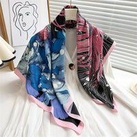 90*90Cm Square Scarf Twill Silk Feeling Women Head Shawls and Wraps Luxury Hair Tree Print Neck Scarves Hijab Bandana Pashmina Quick Pick Grocers